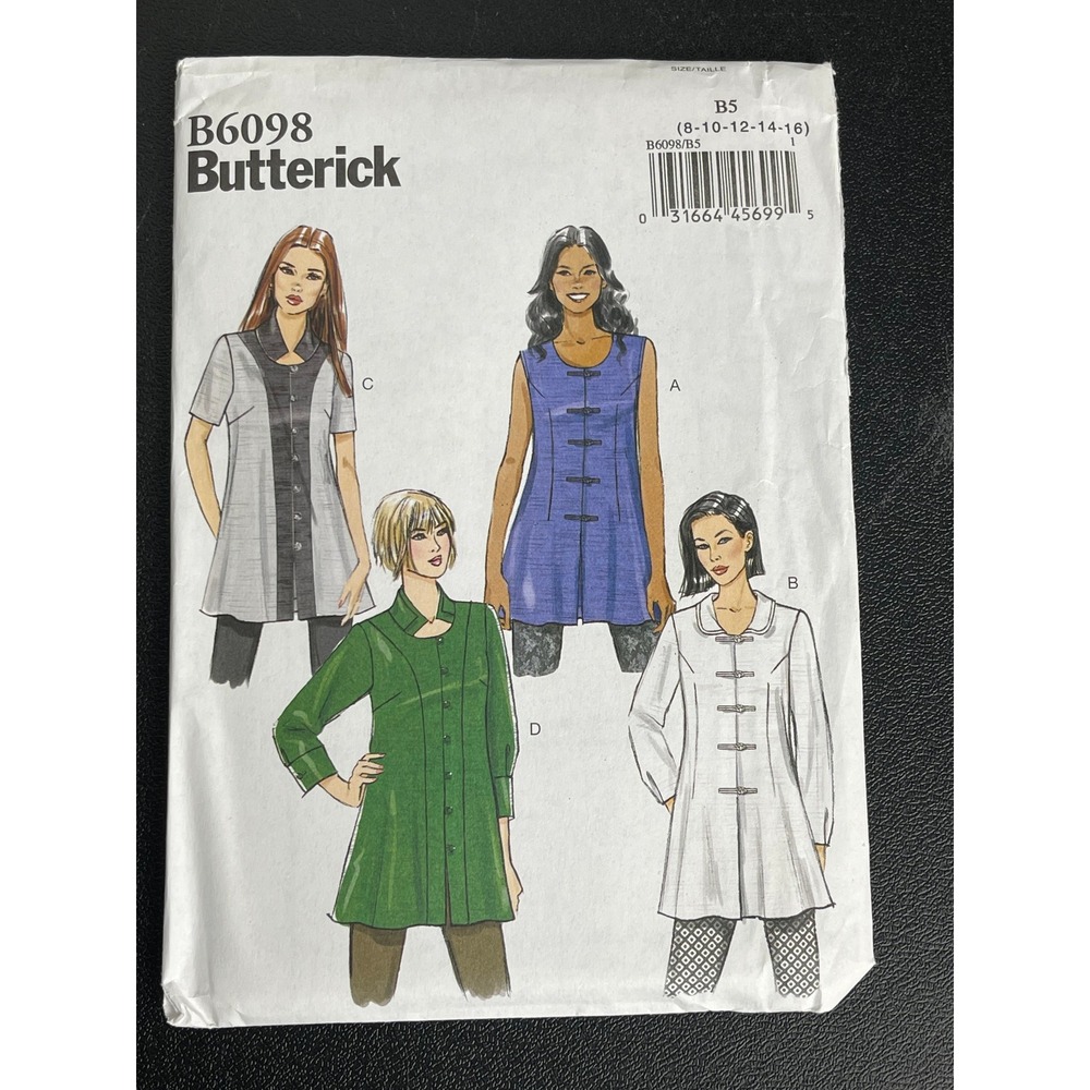 00357 - Butterick B6098 Sewing Pattern Misses Tunic Top Dress Size‎ 8-16 Uncut